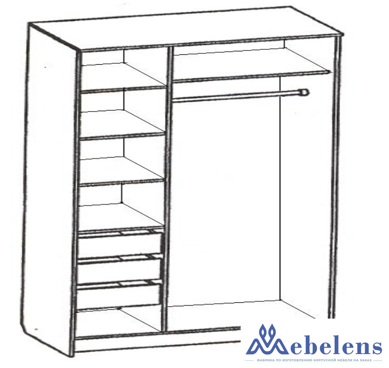 Шкаф-купе 3-х дверный с ящиками Топ-Лайн